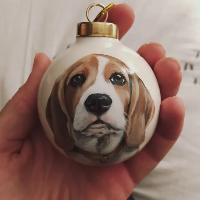 Personalized Pet Face Portrait Ornaments in Artfully Printed Hand-Painted Watercolor Style Custom Christmas Gift