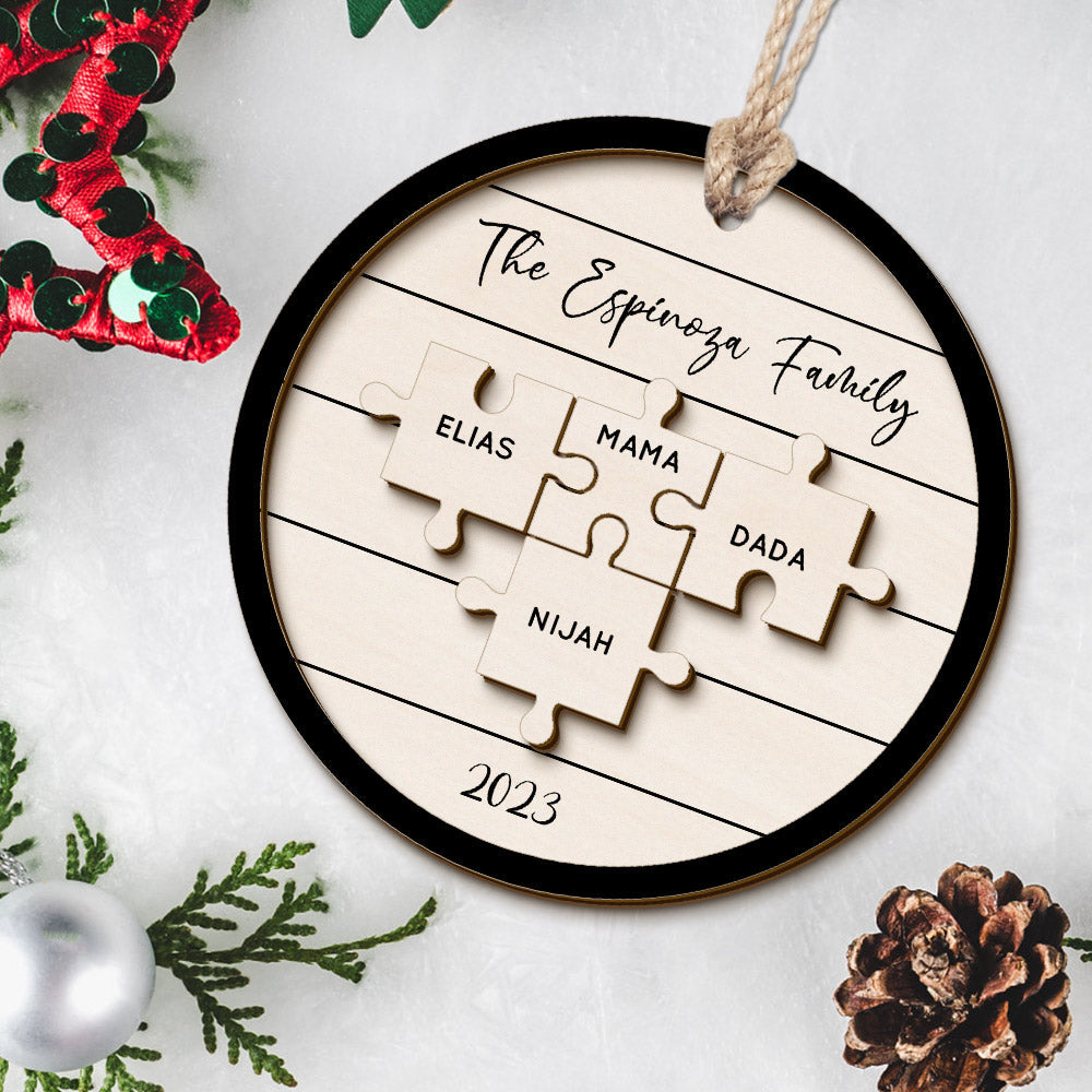Custom Family Name Puzzle Christmas Ornament Personalized Wooden Christmas Tree Ornament Gifts