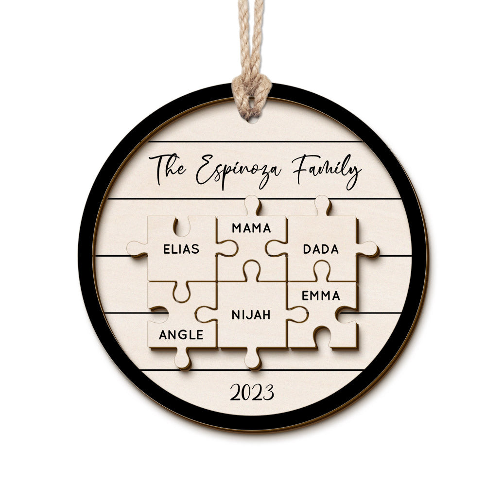 Custom Family Name Puzzle Christmas Ornament Personalized Wooden Christmas Tree Ornament Gifts