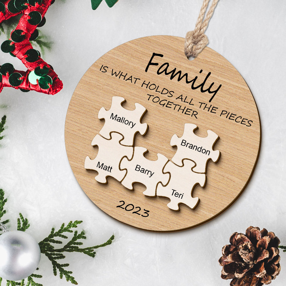 Custom Name Puzzle Christmas Ornament Personalized Wooden Christmas Tree Family Ornament Gifts