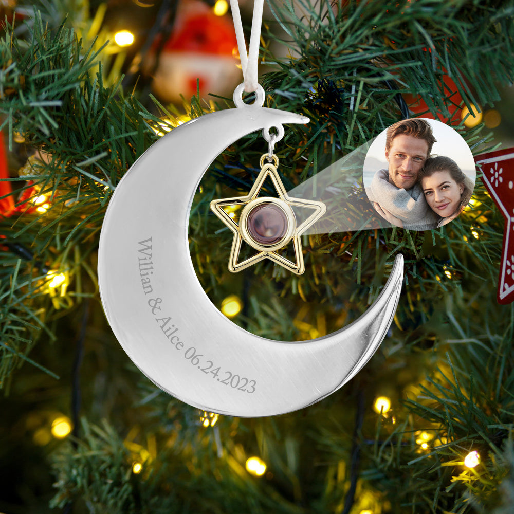 Personalised Projection Ornament Custom Crescent Star Ornament Gifts for Her