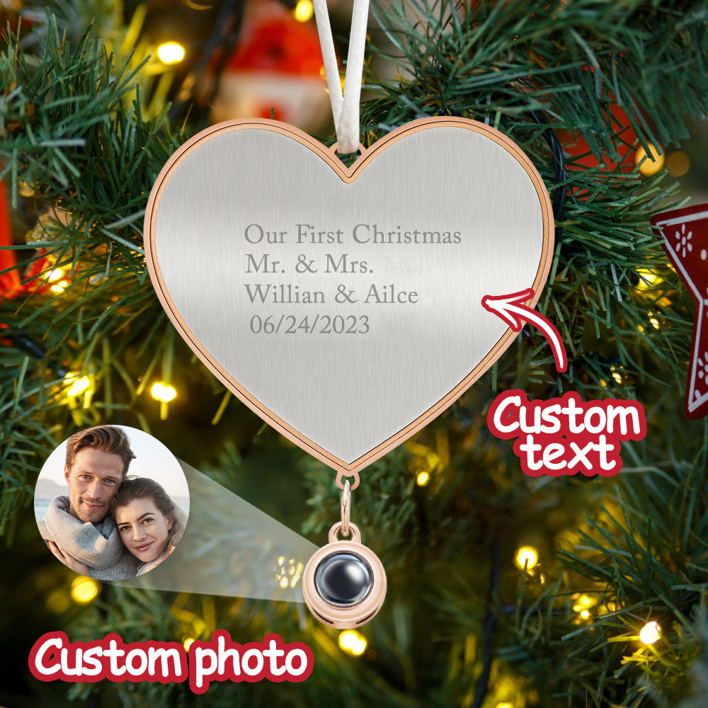 Custom Projection Ornament Personalised Heart Christmas Ornament Gifts for Her