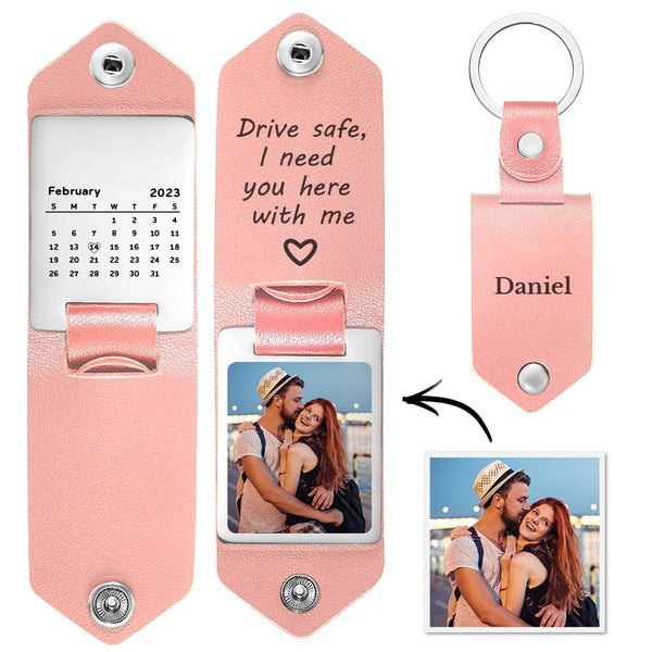 Drive Safe Keychain Gifts for Lover Calendar Keychain Photo Gifts - photomoonlampau