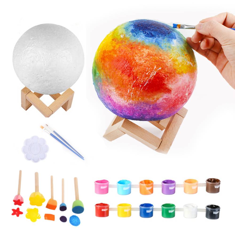 DIY 3D Moon Night Light Paint Your Own Moon Lamp Kit Gift for Kids