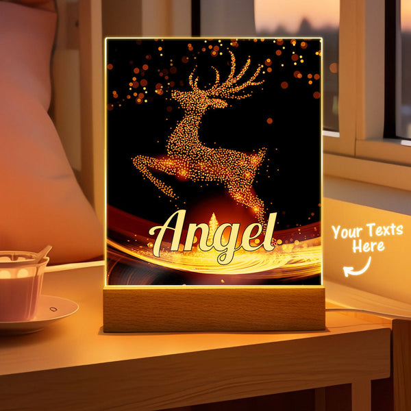 Christmas Gifts Custom Christmas Elk Night Light with Photo Personalized Night Lamp With Text - photomoonlampau