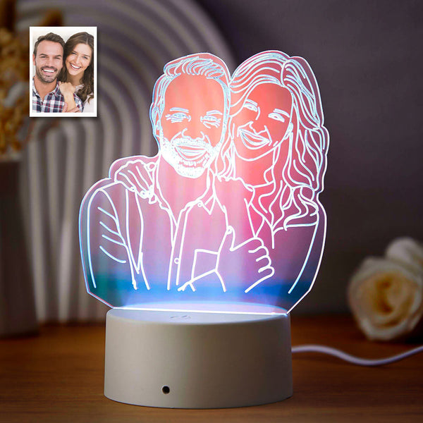 Custom Photo Transparent Gradient Color Acrylic Lamp LED Colorful Night Light  Home Decoration For Her - photomoonlampau