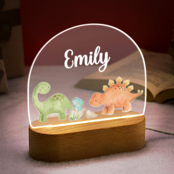 Personalized Name Baby Dinosaur Night Light Custom Name Nursery Room Lamp Gift For Kids - photomoonlampau