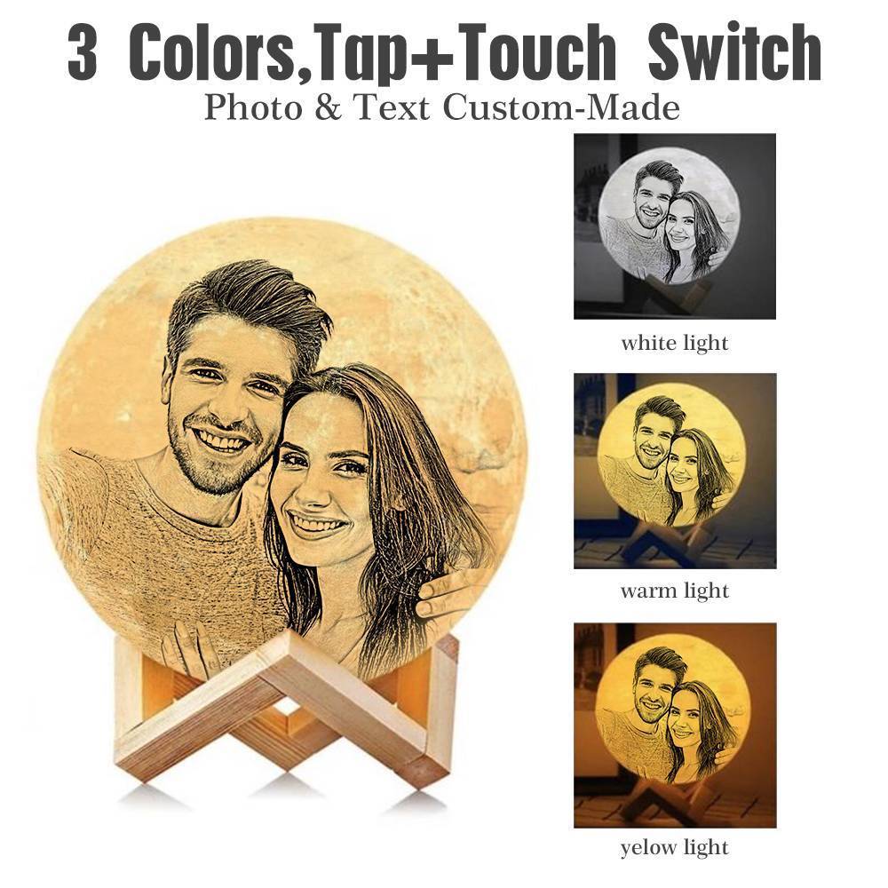 Custom 3D Printing Photo Moon Light With Your Text-For Valentine-Tap 3 Colors(10-20cm)Hot Sale