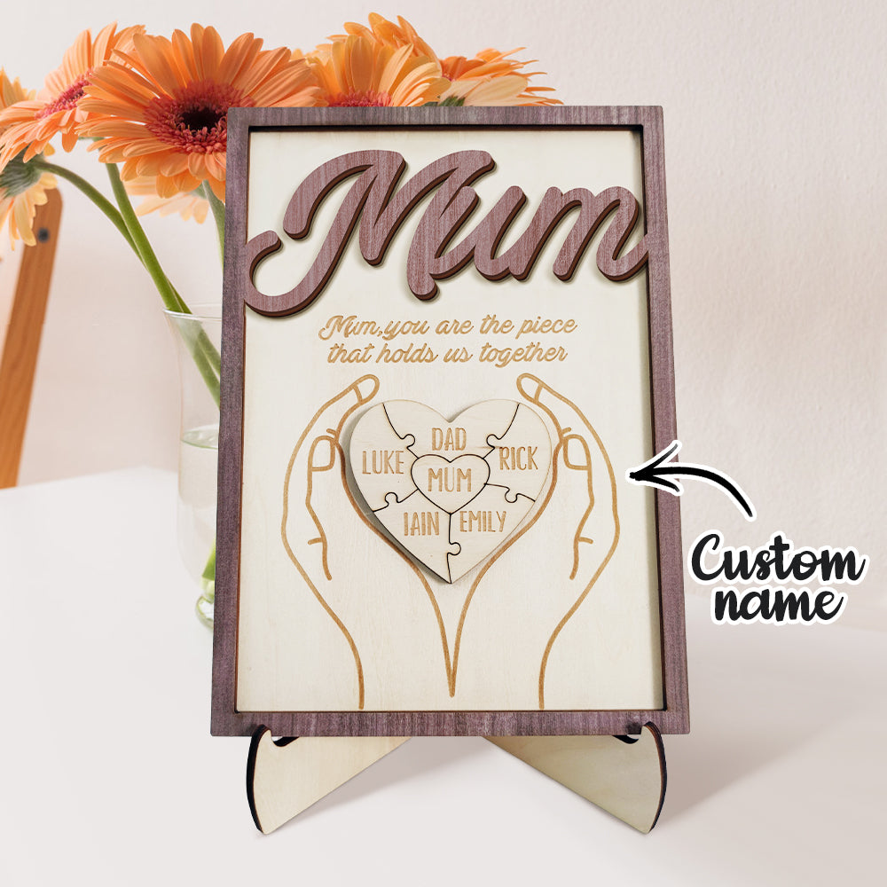 You Are the Piece That Holds Us Together Personalized Mum Puzzle Plaque Mum Puzzle Sign Mother's Day Gift