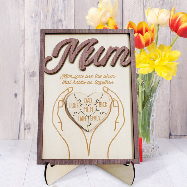 You Are the Piece That Holds Us Together Personalized Mum Puzzle Plaque Mum Puzzle Sign Mother's Day Gift - photomoonlampau
