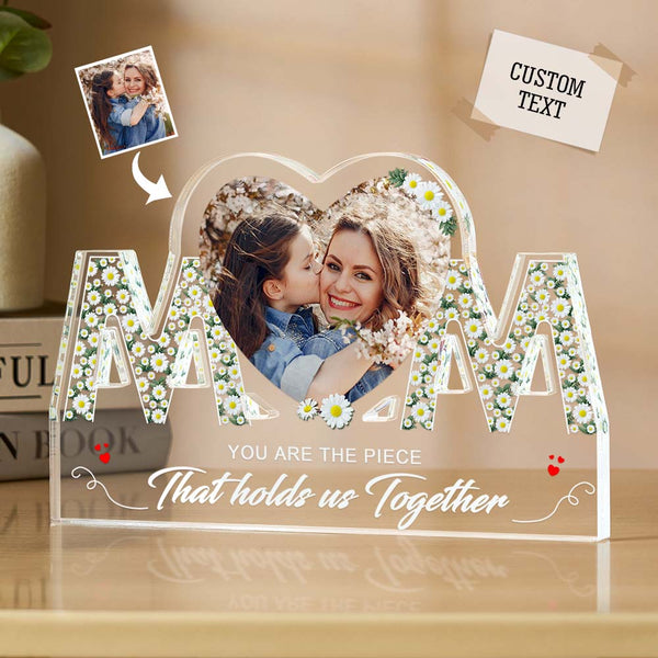 Personalized Photo MOM Shaped Acrylic Plaque Custom Home Decoration Mother's Day Gift - photomoonlampau