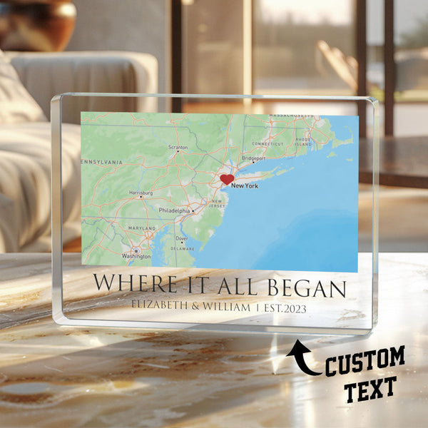Where It All Began - Personalized Map Rectangle Shaped Acrylic Plaque Custom Text Home Decoration Gift For Couple Anniversary Gift - photomoonlampau