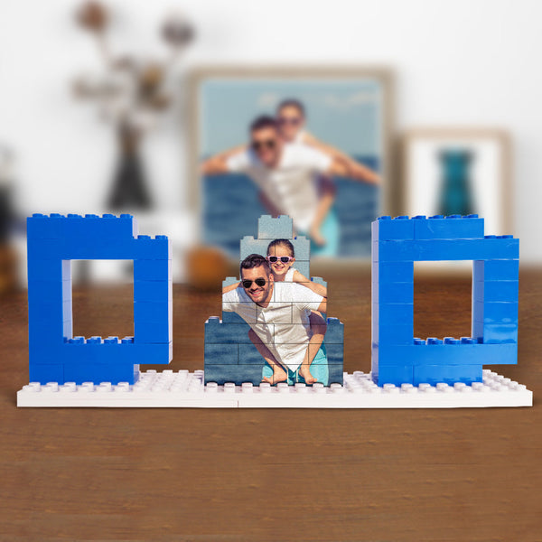 Personalized Dad Photo Building Brick Puzzles Photo Block Father's Day Gifts - photomoonlampau