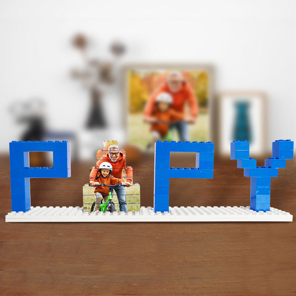 Personalized Papy Photo Building Brick Puzzles Photo Block Father's Day Gifts - photomoonlampau