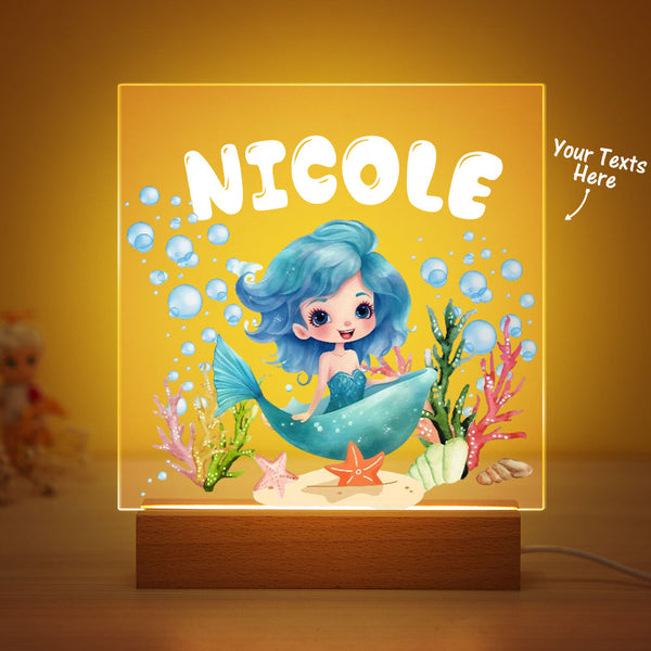 Custom Mermaid Night Light For Kids Room Decor Personalised Name Sign  For Newborn Lamp baby Gift