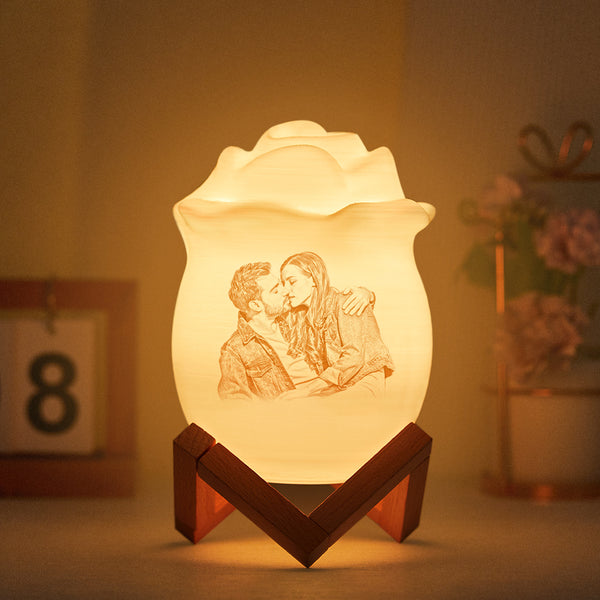 Custom Exclusive Photo Rose Night Light Personalized Name Best Gift 7 Colour Night Light Remote Control Lamp