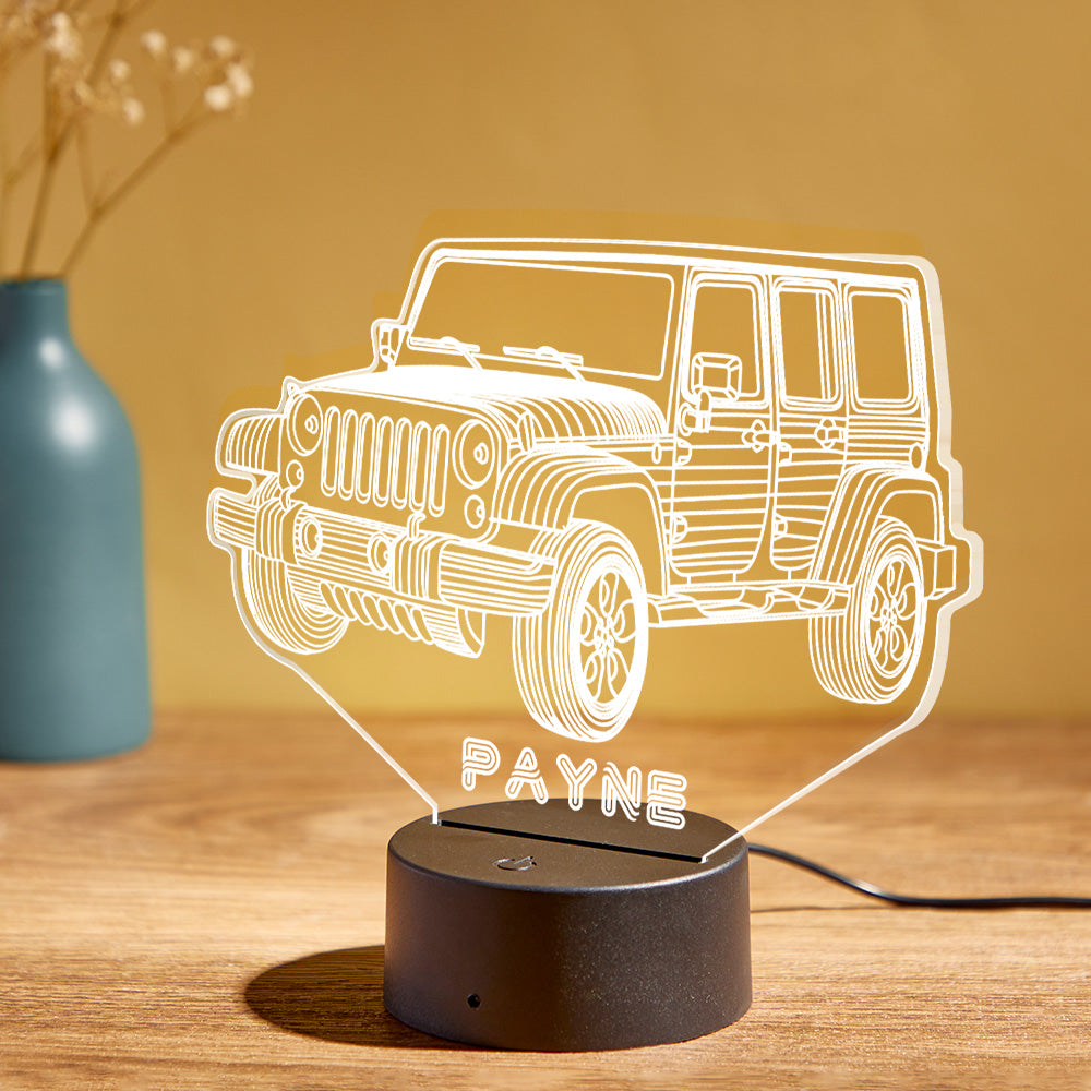 Custom Car Toy Night Light Personalized Name Lamp Multi Color For Boys Room and Baby Gifts