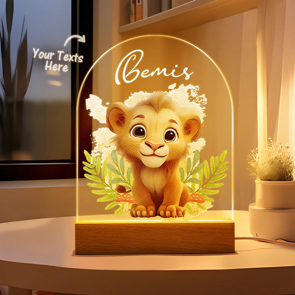 Personalized Lion Night Light For Baby Custom Name Smile Tiger Bedside Lamp