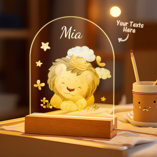 Custom Name Nursery King Lion Night Light Personalised Cloud Kids Bedside Lamp