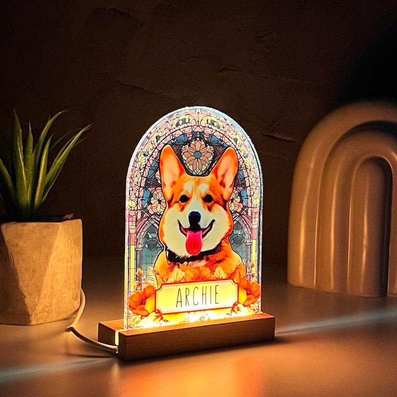 Pet Memorial Custom Acrylic Stained Glass Night Light Personalized Bedroom LED Decor Sign Light up Sign Gift for Pets