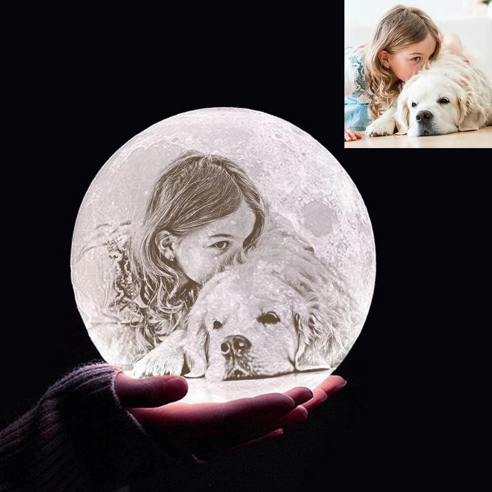 Custom 3D Printing Photo Moon Light With Your Text-For Pet Lover-Tap 3 Colors(10-20cm)
