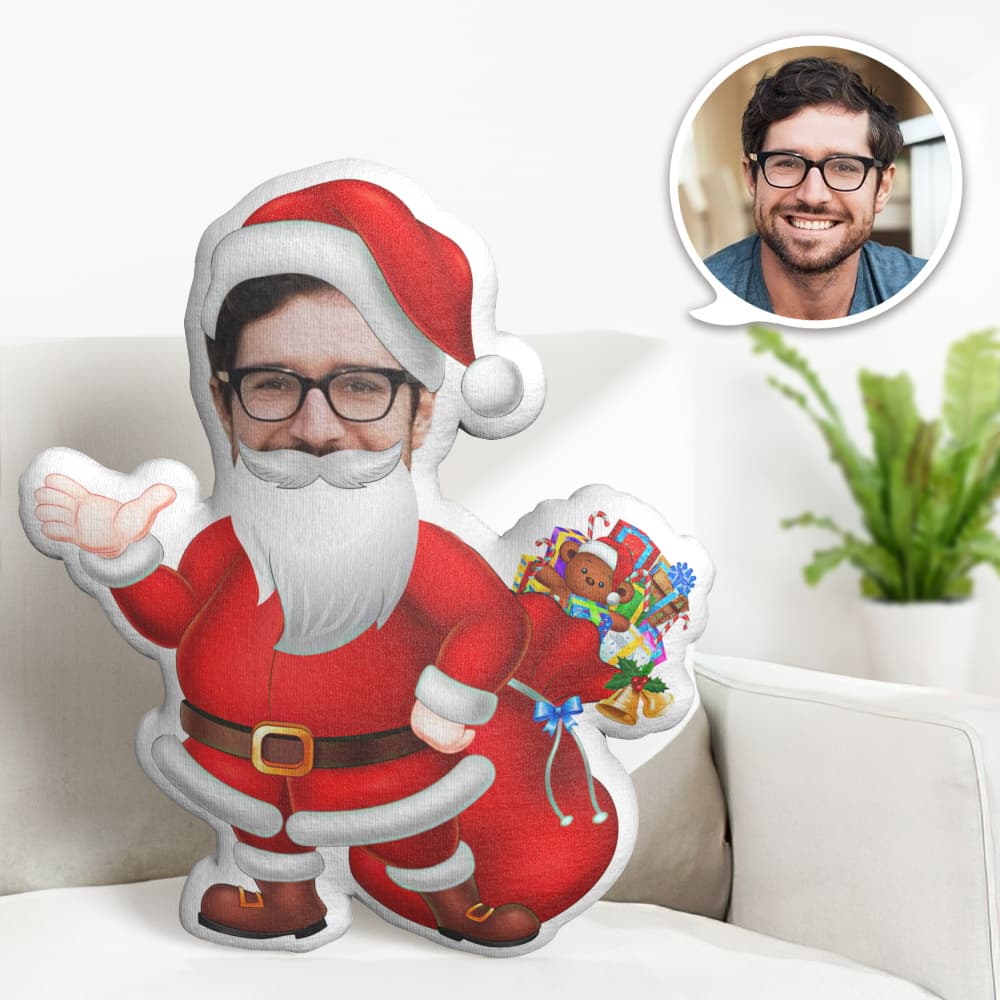 Custom Face Pillow Personalised Photo Pillow Bearded Santa Claus MiniMe Pillow Gifts for Christmas