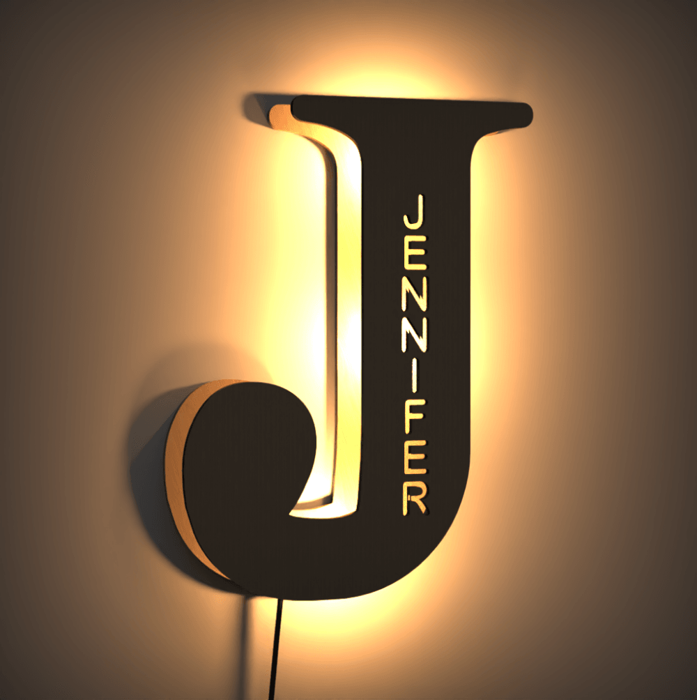 Custom Creative Gift Wooden Up Letter Name Sign Lamp Billboard Lamp Night Light Seven Colors