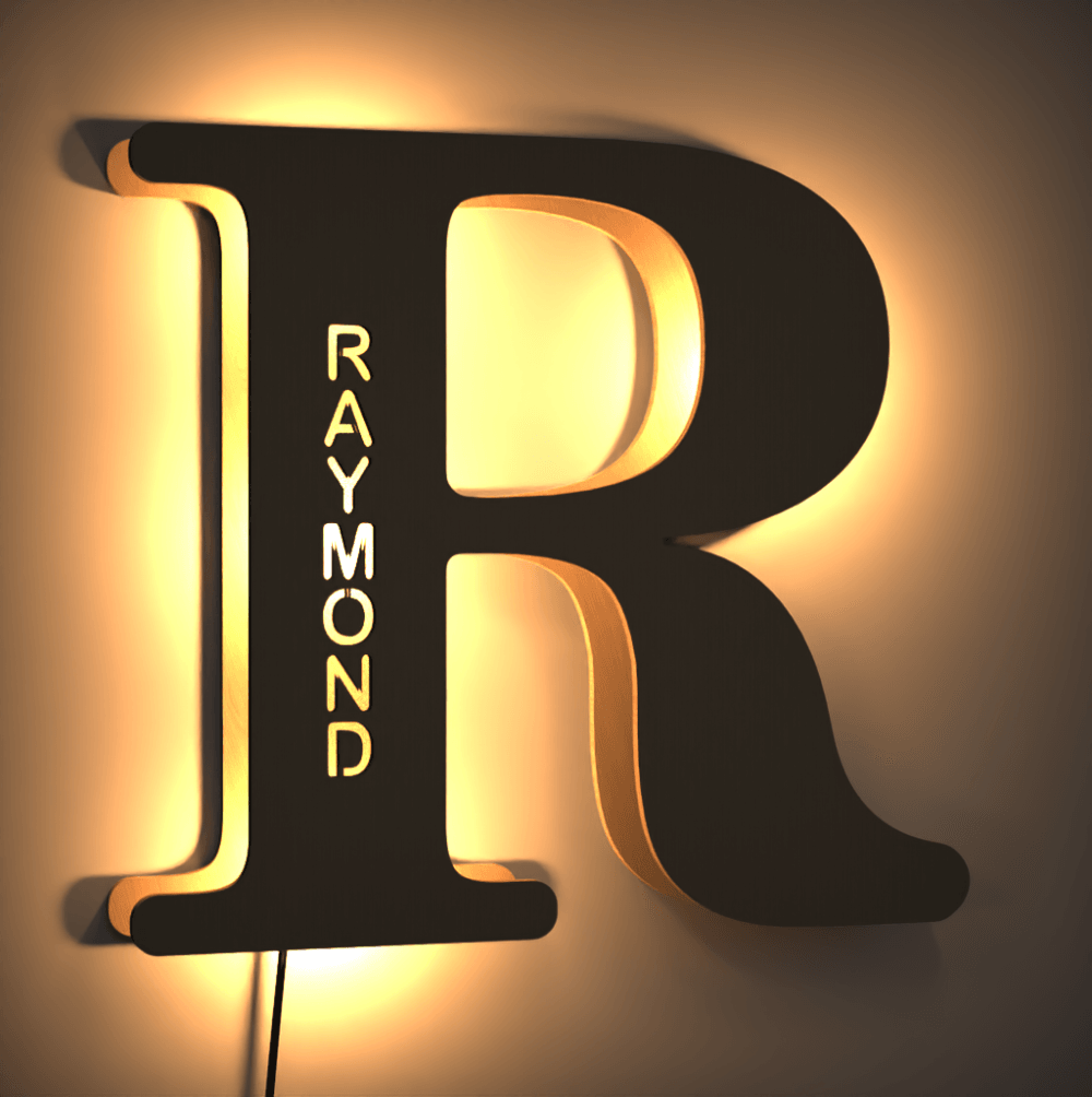 Personalised Night Lamp Letter A Name Sign Alphabet Wooden Wall Light Bedroom Decor Light Corridor