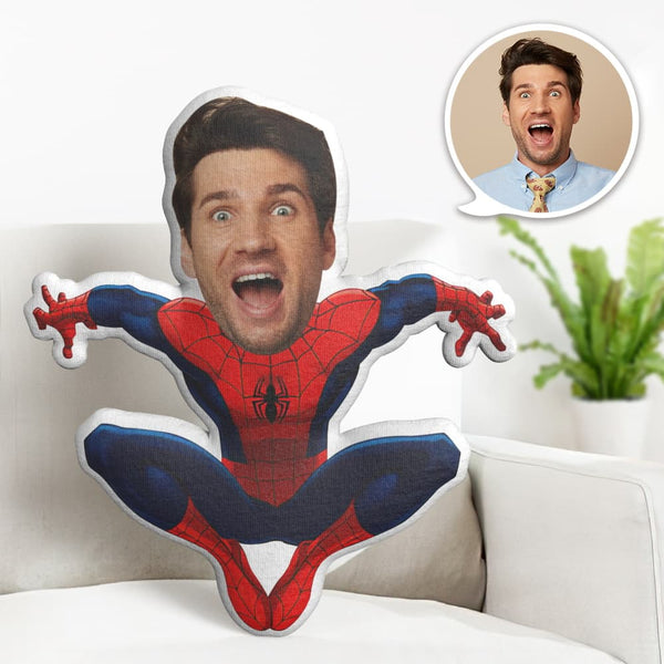 Custom Face Pillow Personalised Photo Pillow Squatting Spiderman MiniMe Pillow Gifts for Him