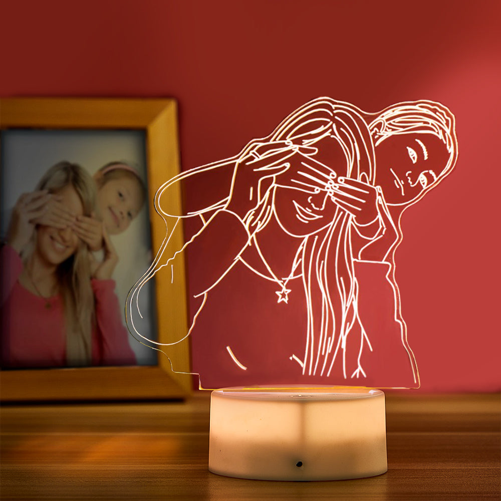 Personalised Night Lamp with Engraved Picture Personalised 3D Illusion Lamp Gift for Her