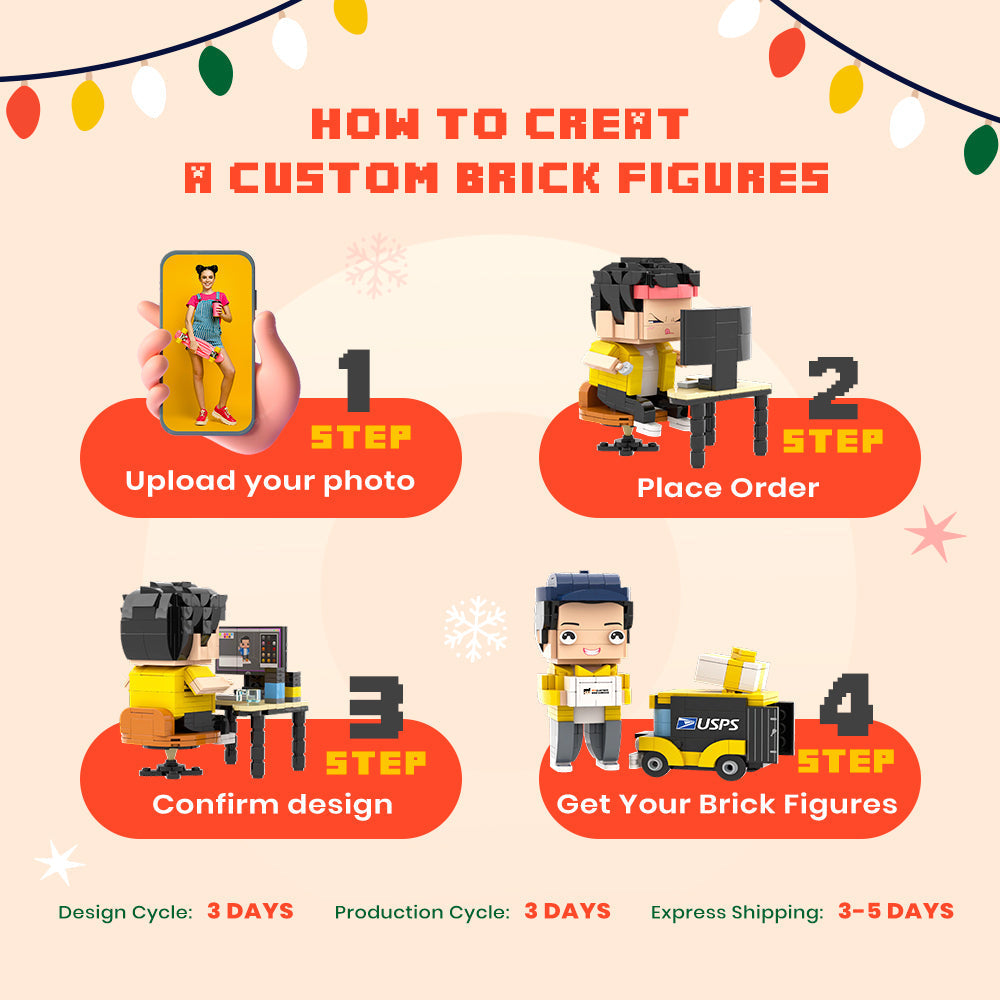 Gifts for Dad Customizable Fully Body 2 People Custom Brick Figures