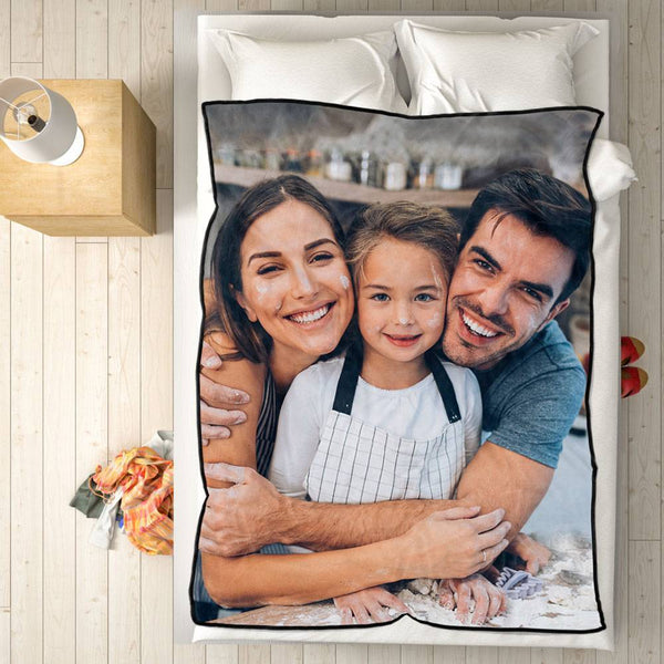 Father's Day Gift Custom Photo Fleece Blanket for Family