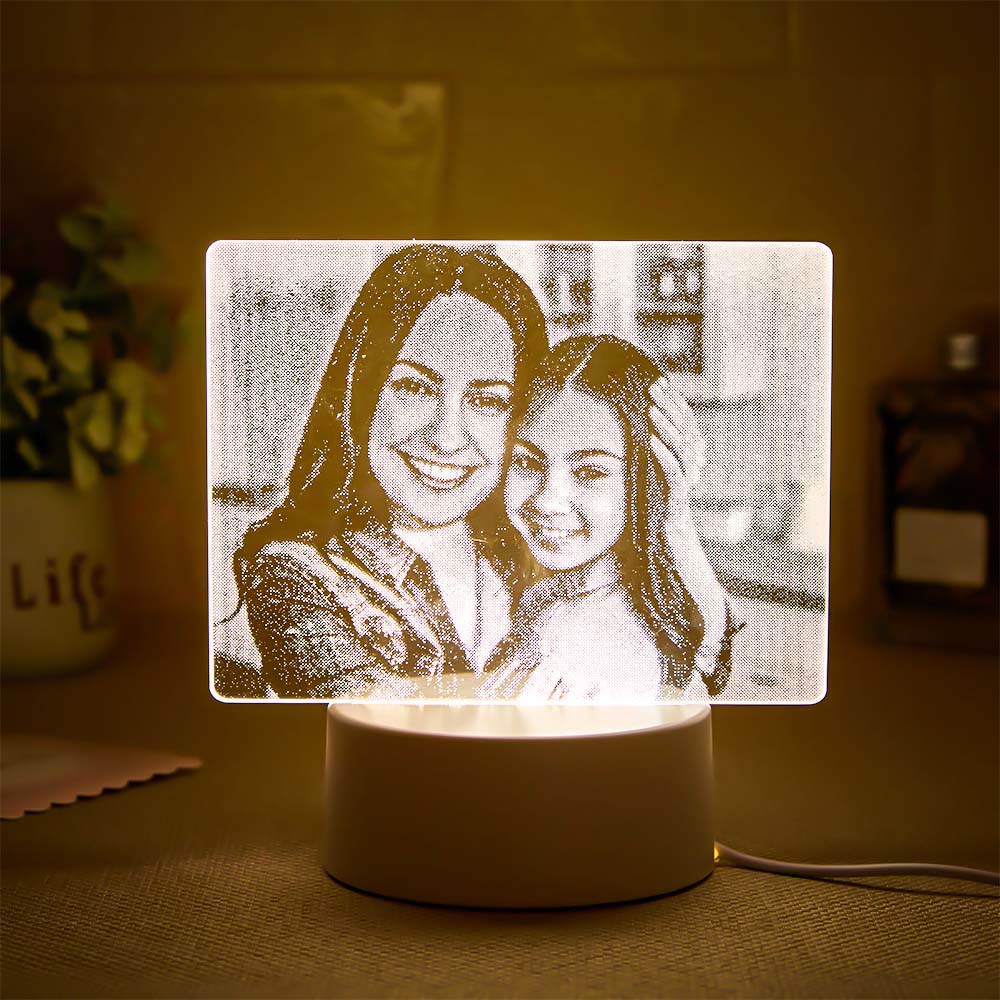 Custom Photo 3D Lamp Portrait Photo Night Light Bedside Lamp Anniversary Gift for Her