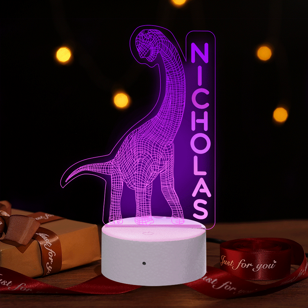 Dinosaur Night Lamp Custom Name Letter for Kids - 7 Colors Optical 3D Dinosaur Illusion Lamp