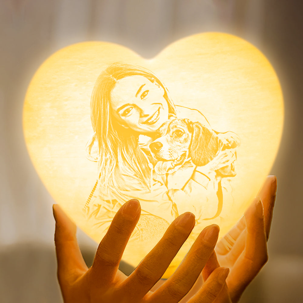 Custom 3D Printing Photo & Engraved Heart Lamp - FOR PET - Touch 3 Colors(10cm/15cm)