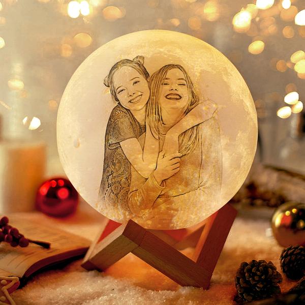 Custom 3D Printing Photo Moon Light With Your Text-For Lover-Tap 3 Colors(10-20cm)