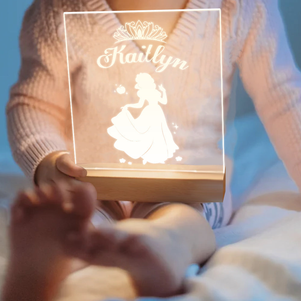 Custom Princess Themed LED Night Light Unique Gift Idea Kids Bedrooms