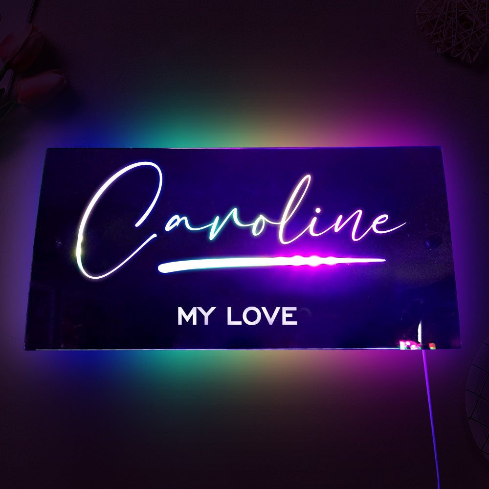 Personalised Name Mirror Sign Custom LED illuminated Light-Up Bedroom Multi Color Light Up Neon Signs Gift For Couple