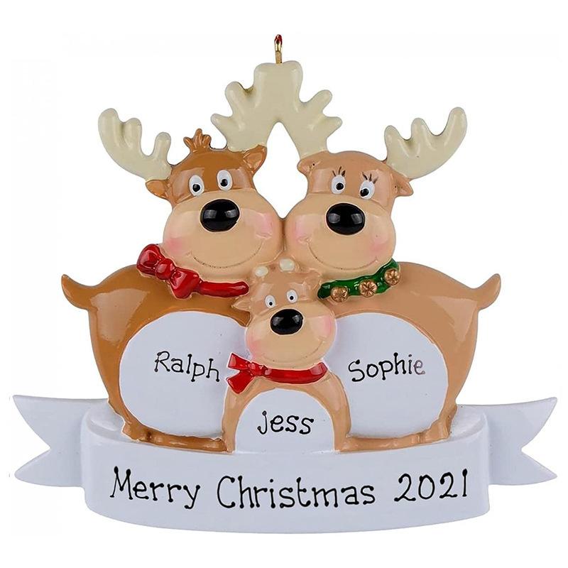 2021 Christmas Ornaments Reindeer Family Pendant Ornament Family of 2 3 4 5 6 Ornament Christmas Tree Decoration