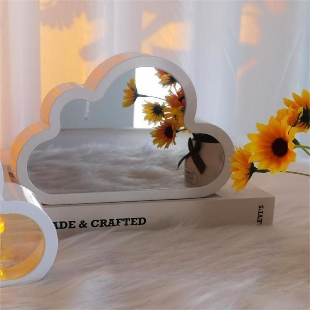 DIY Cloud Tulip Mirror Night Light Simulation Flower Bedroom Sleeping Table Lamp