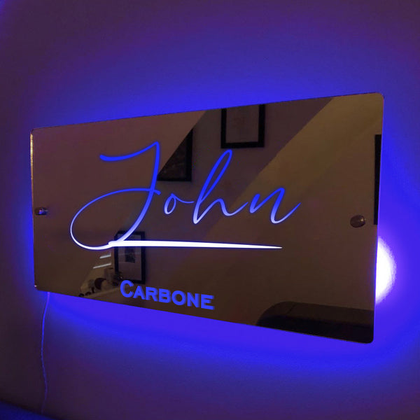 Personalised Name Mirror Sign LED Light Up Mirror Bedroom Sign