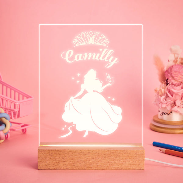 Personalised Princess Fairy Children's Night Light Nursery Lamp Custom Baby Gift