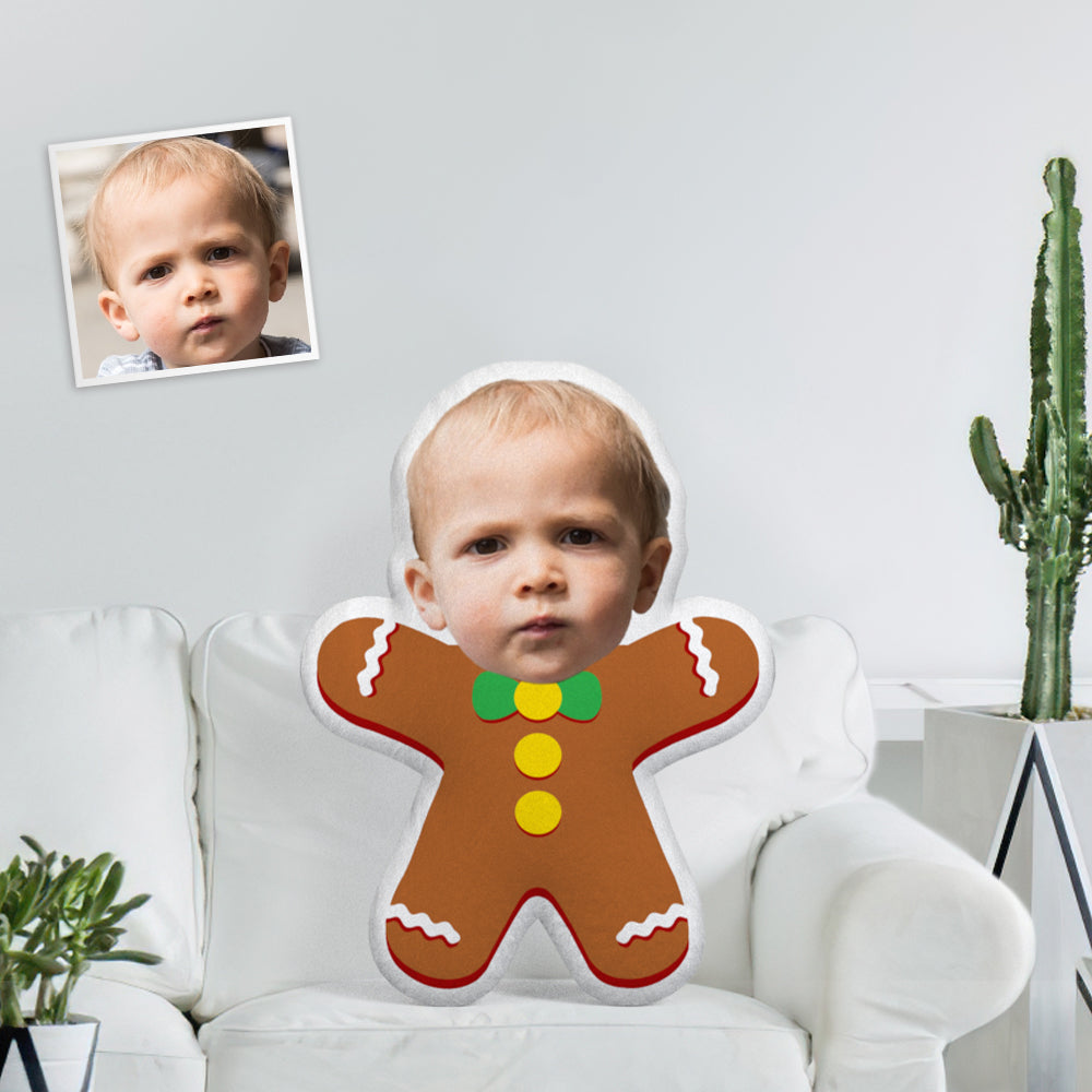 Custom Face Photo Minime Doll The Most Funny Unique Personalised Cute Gingerbread Man Throw Pillow