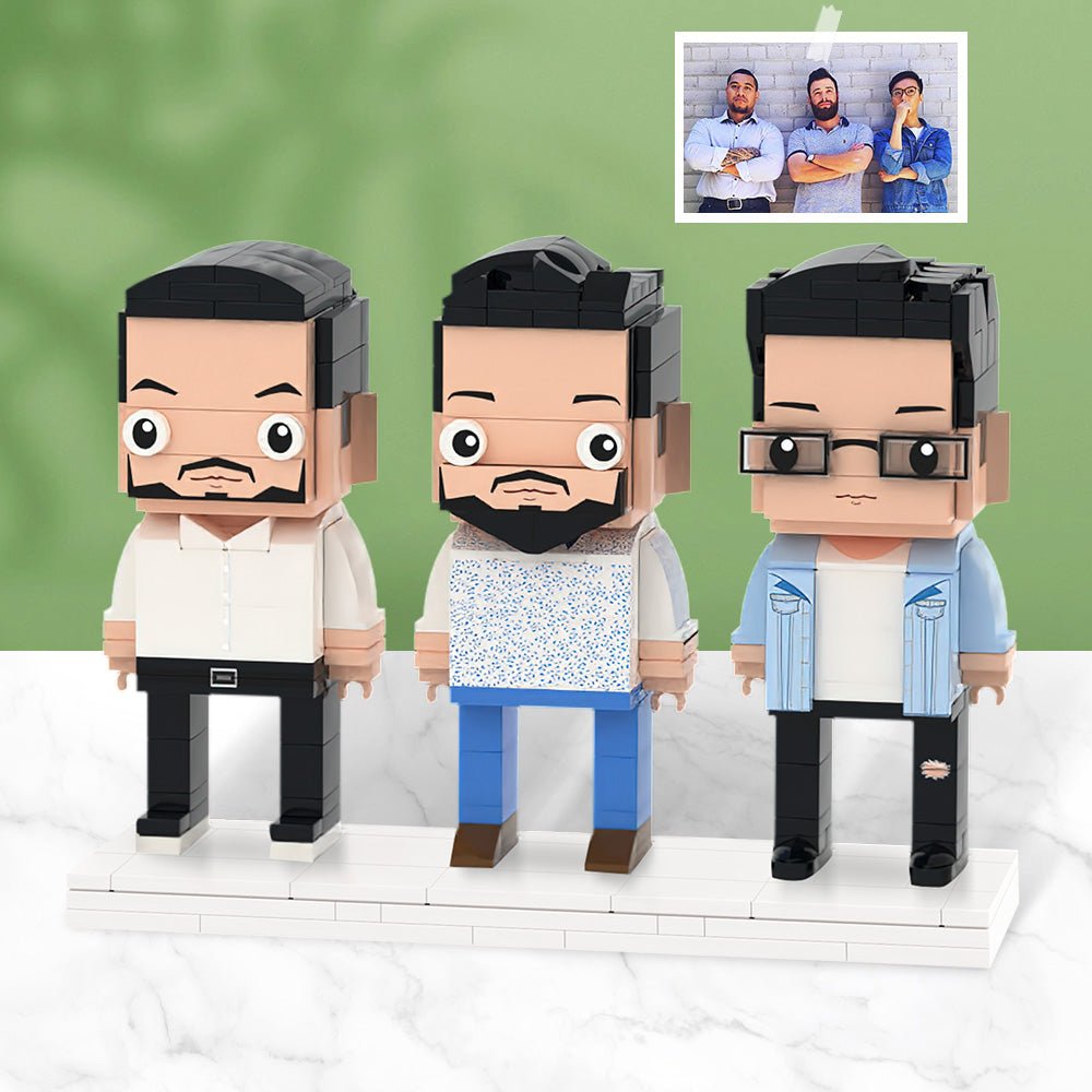 Dad's Exclusive Gift Full Body Customizable 3 People Custom Brick Figures Small Particle Block For Father's Day