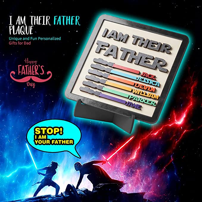 Personalized Custom Colors Names Light Wars Sabers Wooden Signs I AM THEIR FATHER Sign