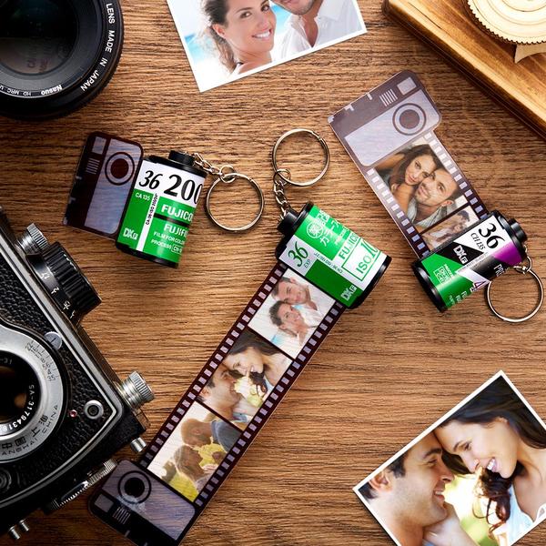 Gift for Dad Custom Camera Roll Keychain Multiphoto Gifts - Family