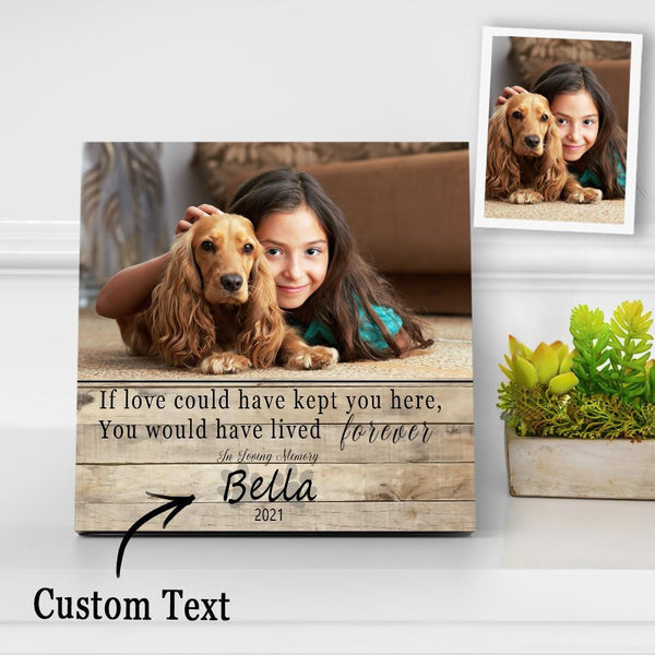 Custom Pet Memorial Frame Printed 6" x 6" Dog Loss Gifts Wood Photo Block