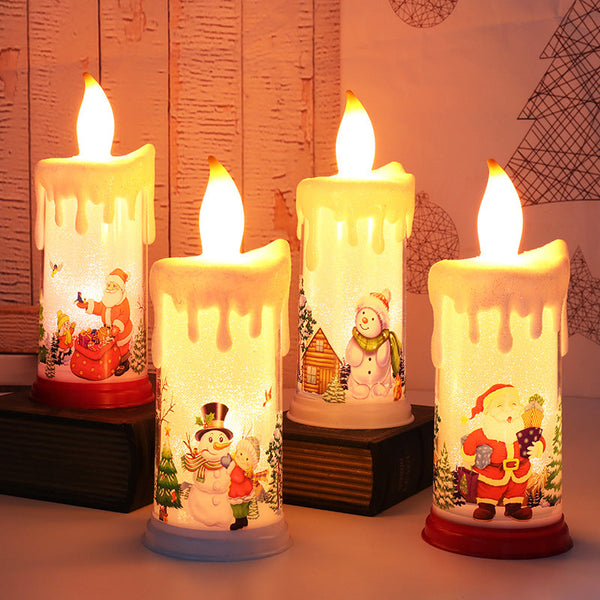 LED Simulation Christmas Flame Candle Santa Claus Snowman Candle Dinners Decoration Night Light - photomoonlampau