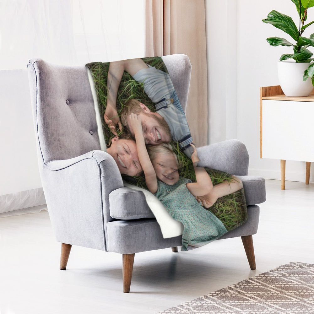 Idea for Father's Day Family Custom Fleece Photo Blanket