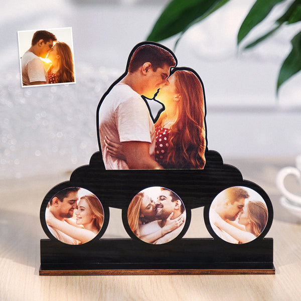 Custom Photo Wooden Frame Romantic Decor Plaque Gifts For Couples - photomoonlampau